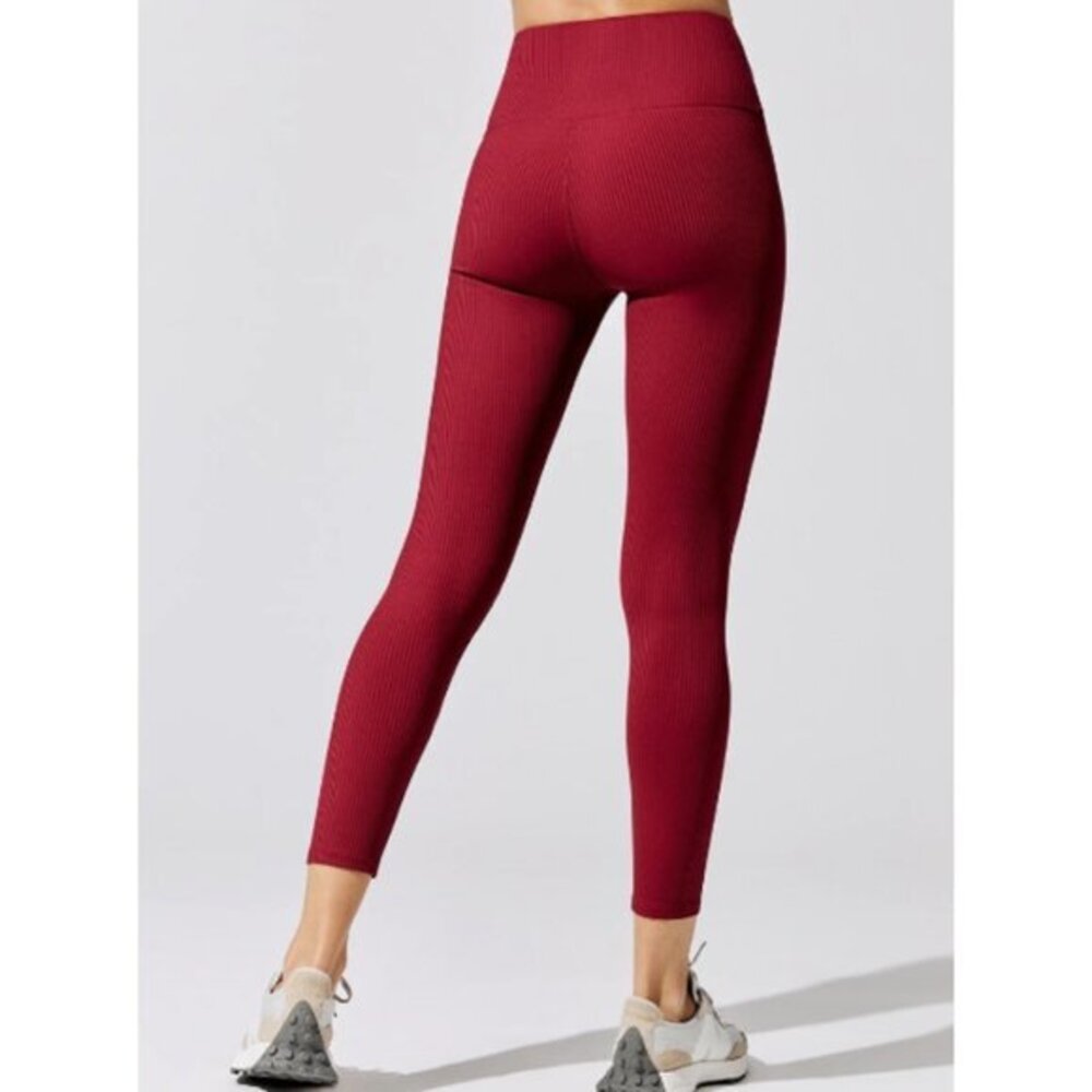 Carbon 38 High Rise Ribbed 7/8 Leggings Ankle Red Size Small - Picture 2 of 9